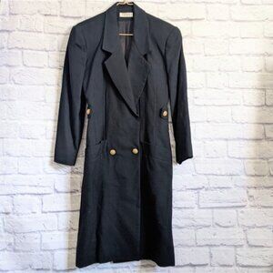Vintage Bergdorf Goodman Blazer Dress S Black 80s 90s Office Siren Glam Coat